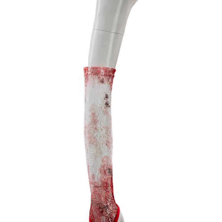 Halloweez Gothic White Bloody Bride Cosplay Costume Lace Hollow Out Dress for Halloween Anime Game Cosplay - Halloweez