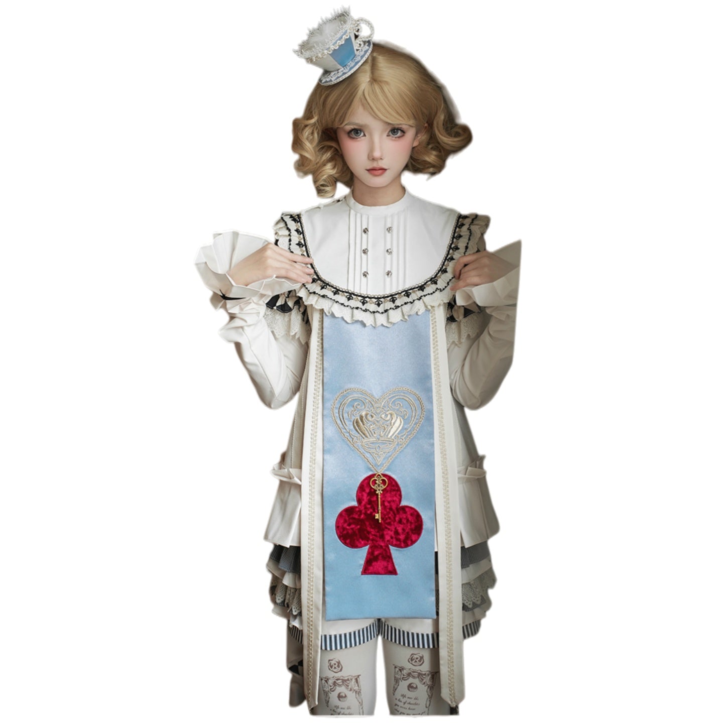 Original Lolita Chess Board Print Dress with Graff Collar Prince Cosplay Costume - Card Character Doll Inspired Outfit - Halloweez