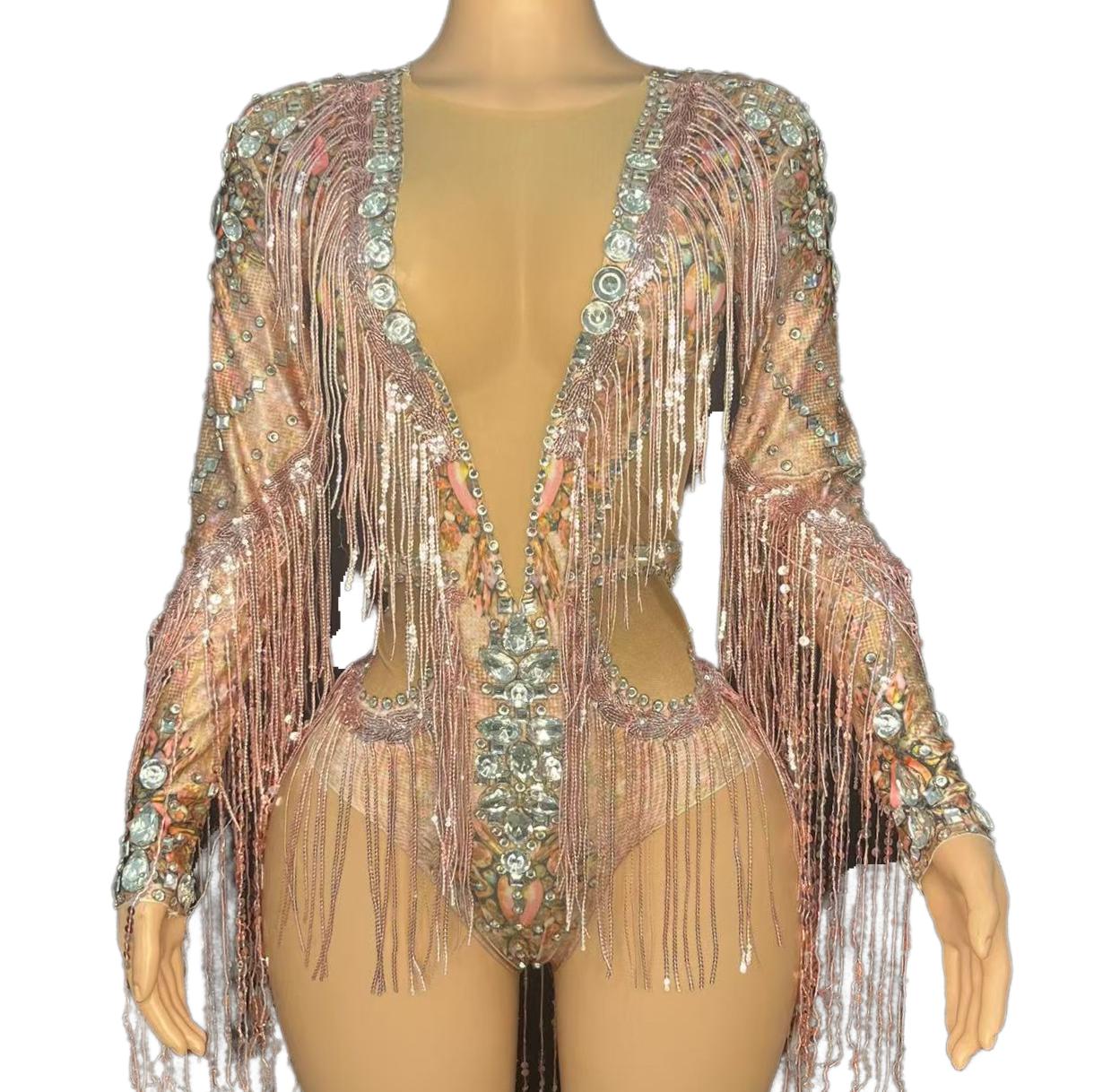 Sexy Sheer Mesh Stage Costume for Live Performance - Silver T-Show Fashion Outfit for Bar Singers, Band Performances & Livehouse Events - Halloweez