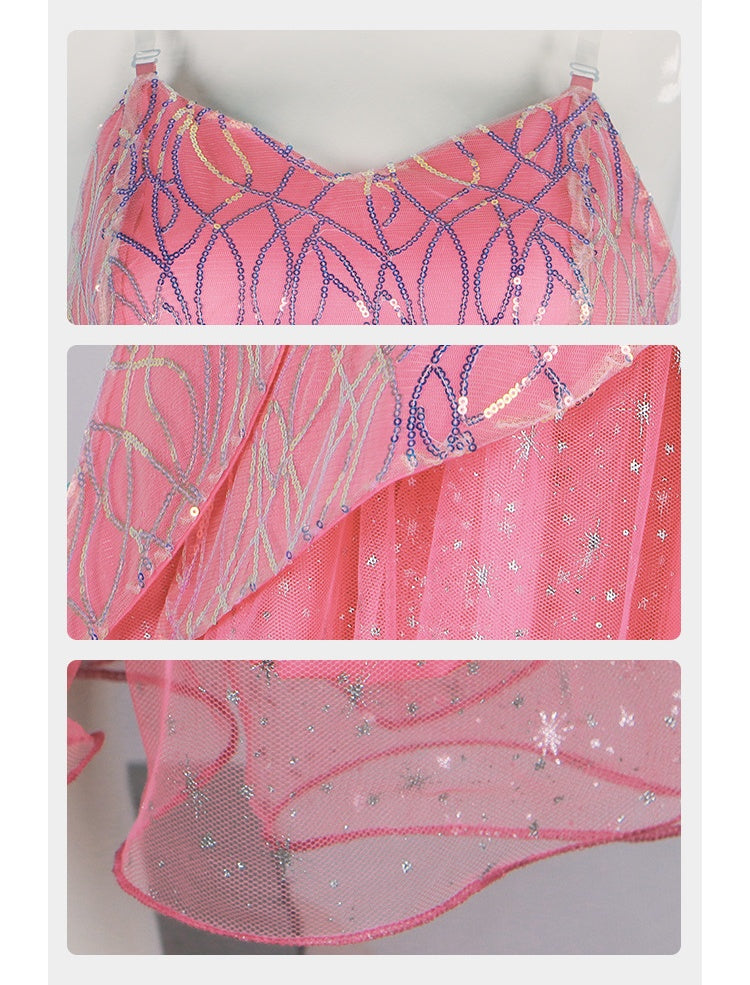 Wicked Glinda the Good Witch Cosplay Costume Pink Princess Dress for Stage Performance