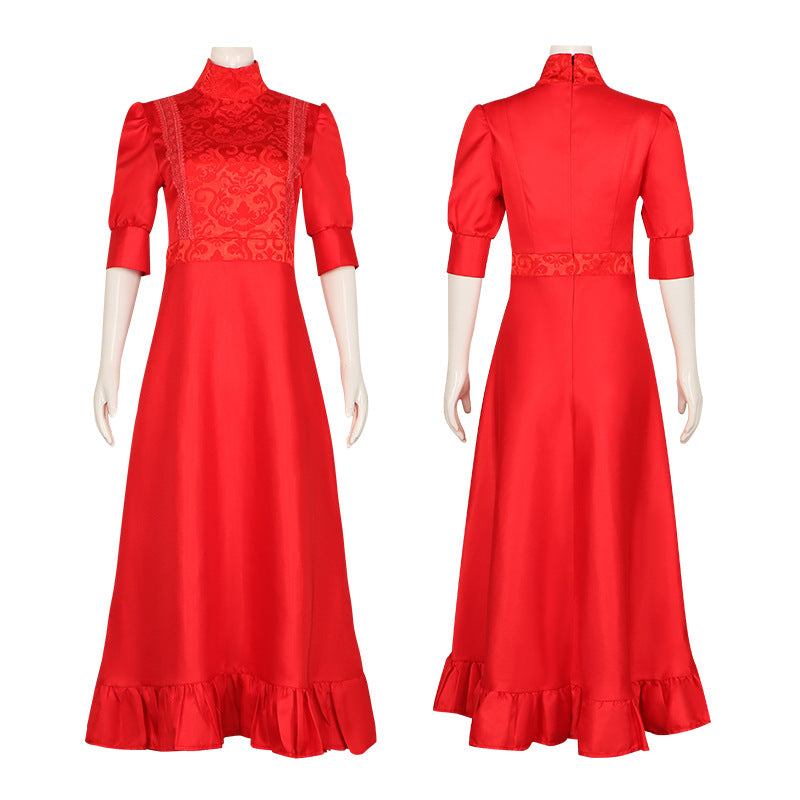 Pearl Cosplay Costume Red Dress from Horror Movie X Prequel for Women - Halloweez