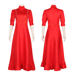 Pearl Cosplay Costume Red Dress from Horror Movie X Prequel for Women - Halloweez