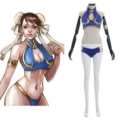 Elastic Li Sexy Swimsuit Cosplay Costume - Two - Piece Game Cosplay Outfit - Coscosmos