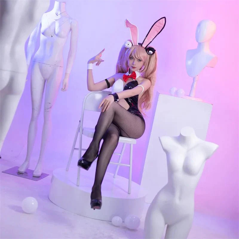 Enoshima Junko Bunny Girl Costume Danganronpa Cosplay Sexy Women Jumpsuit Enoshima Junko Cosplay Costume Full Set - Coscosmos