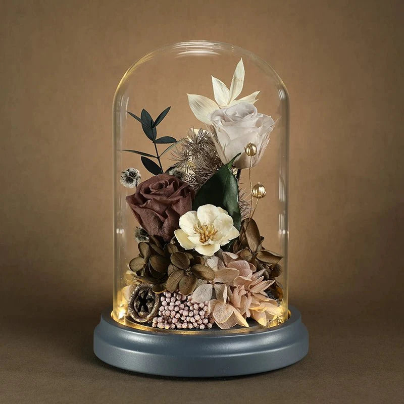 Eternal Flower Glass Dome Gift Box with Sunflowers and Roses - Coscosmos