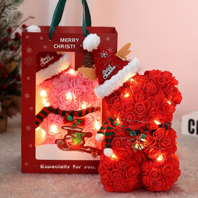 Eternal Rose Bear Unicorn Gift for Valentine's & Christmas - Creative Foam Rose Bear Decoration - Coscosmos