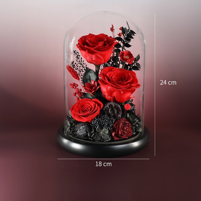 Eternal Rose Glass Dome - Premium Real Flower Decoration for Christmas, Weddings, Birthdays & Girlfriend Gifts - Coscosmos