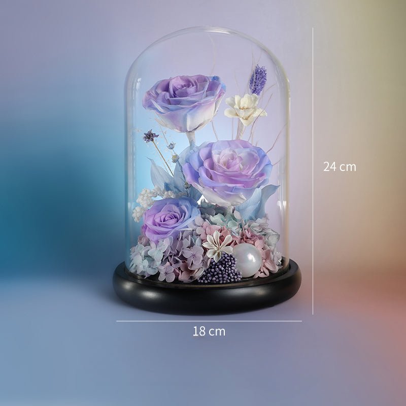 Eternal Rose Glass Dome - Premium Real Flower Decoration for Christmas, Weddings, Birthdays & Girlfriend Gifts - Coscosmos