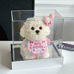 Eternal Rose Teddy Bear Gift Box Ornament – Perfect for Girlfriend, Best Friend, Christmas & Birthday - Coscosmos