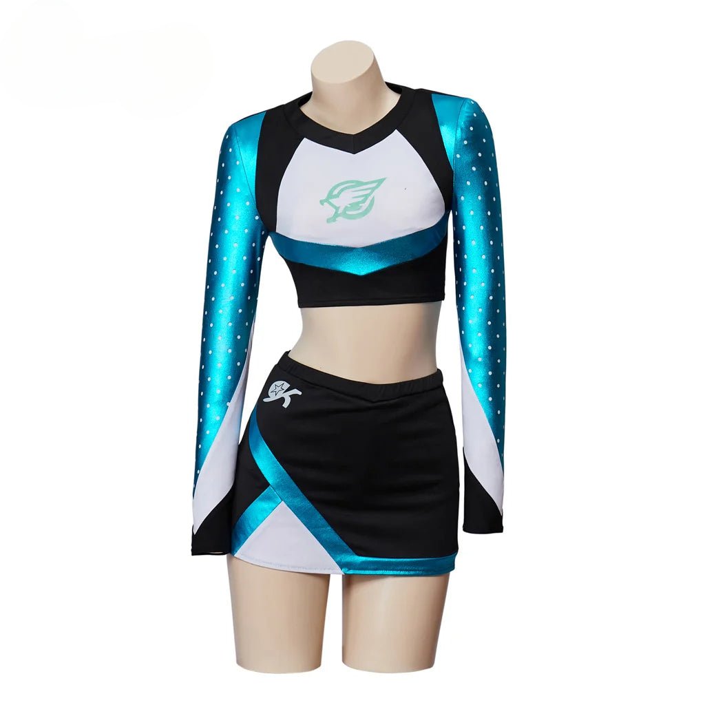 Euphoria Cheerleading Uniform Euphoria Maddy Set Crop Top with Mini Skirt Girls High School Long Sleeve Cheerleading Costume - Coscosmos