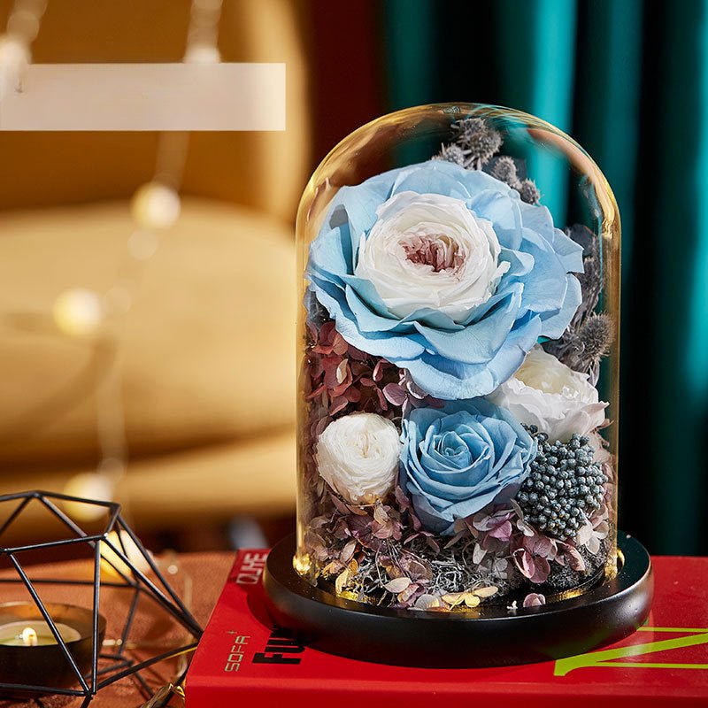 Everlasting Rose Glass Dome Decoration - A Timeless Gift of Love and Elegance - Coscosmos