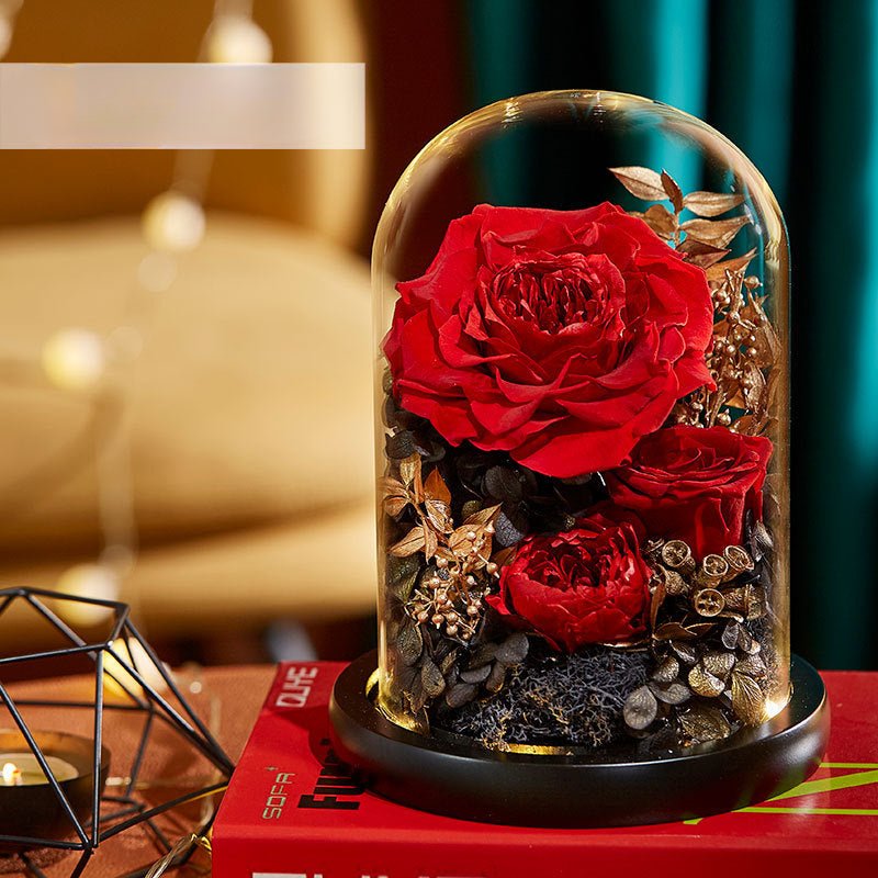 Everlasting Rose Glass Dome Decoration - A Timeless Gift of Love and Elegance - Coscosmos