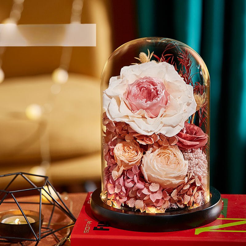 Everlasting Rose Glass Dome Decoration - A Timeless Gift of Love and Elegance - Coscosmos