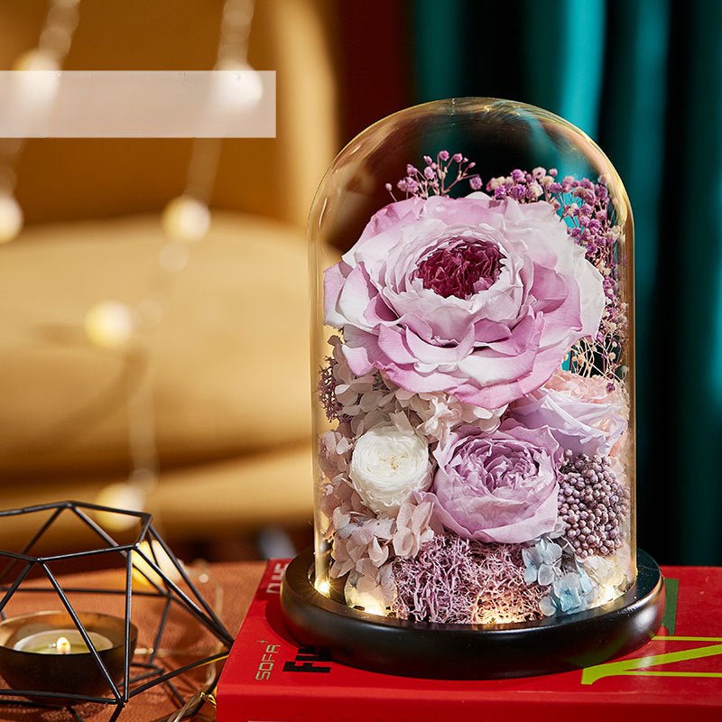 Everlasting Rose Glass Dome Decoration - A Timeless Gift of Love and Elegance - Coscosmos