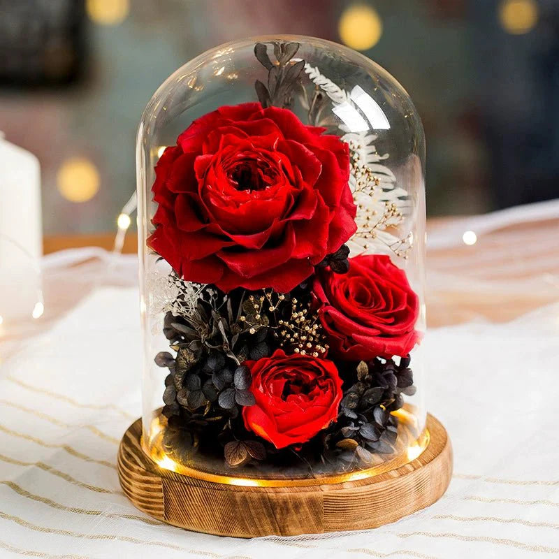 Everlasting Rose Glass Dome Decoration - A Timeless Gift of Love and Elegance - Coscosmos