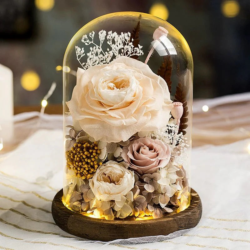 Everlasting Rose Glass Dome Decoration - A Timeless Gift of Love and Elegance - Coscosmos