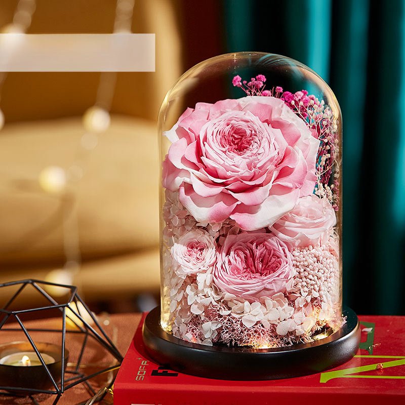 Everlasting Rose Glass Dome Decoration - A Timeless Gift of Love and Elegance - Coscosmos