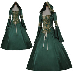 Elegant Halloweez Medieval Noble Ball Gowns for Ladies - Victorian Gothic Evening Dresses in Green