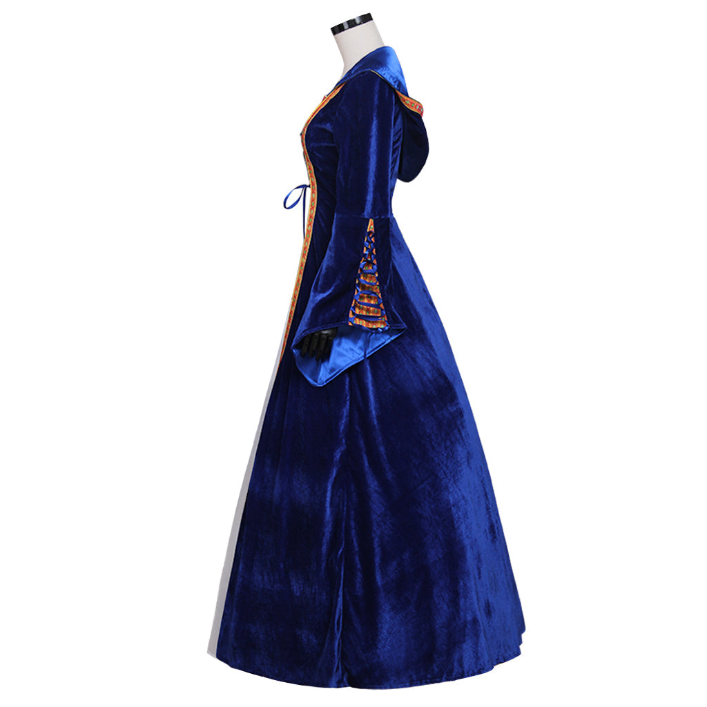 Robe médiévale rétro élégante du Sud pour le cosplay d'Halloween pour femmes - Robe noble à manches cloches