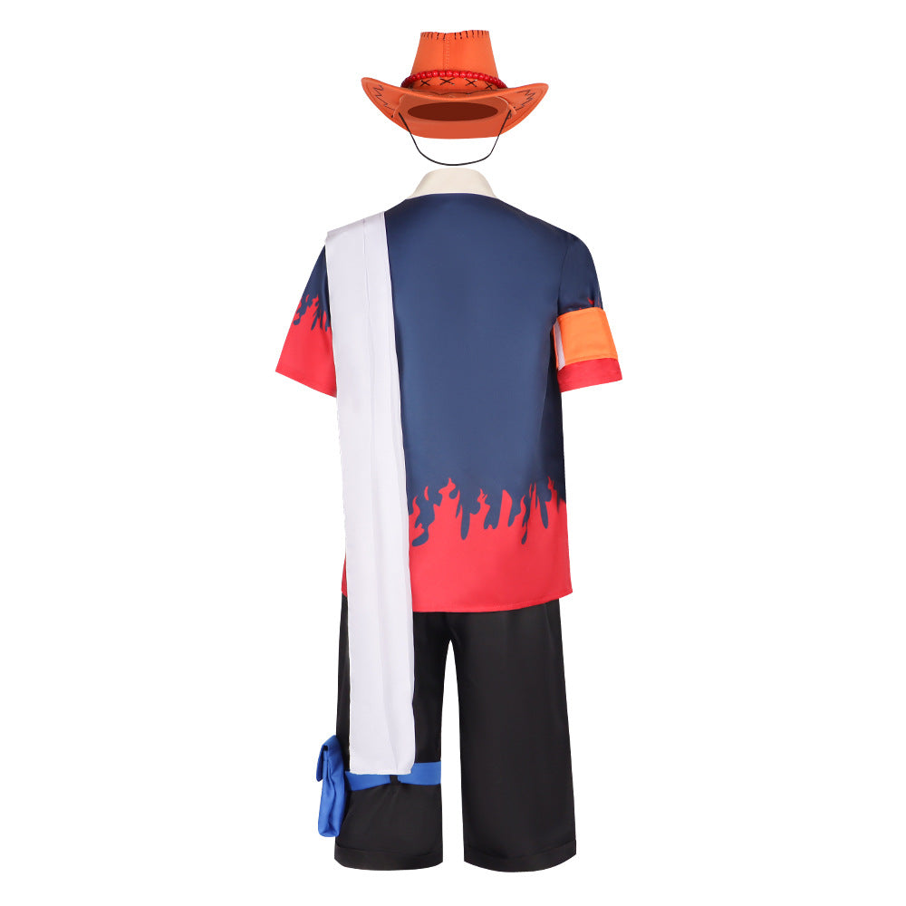 One Piece cosplay Ace of the Fire Fist cosplay kimono set 2D anime role play costume with hat - Halloweez