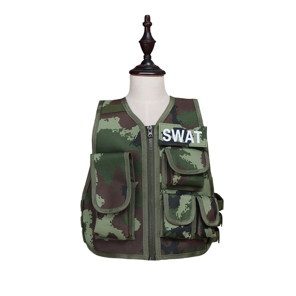 Halloweez Kids Airsoft Vest, Camouflage Tactical Vest, Sniper Cosplay Costume, CS War Game Waistcoat