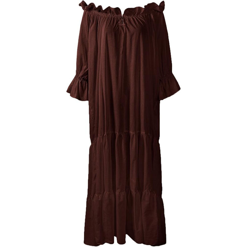 Medieval Pirate Fairy Renaissance Peasant Costume Ruffled Loose Dress