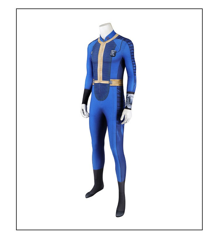 Male Vault Jumpsuit Cosplay from Fallout TV Series, Slim Fit Stretch Bodysuit for Cosplay - Halloweez