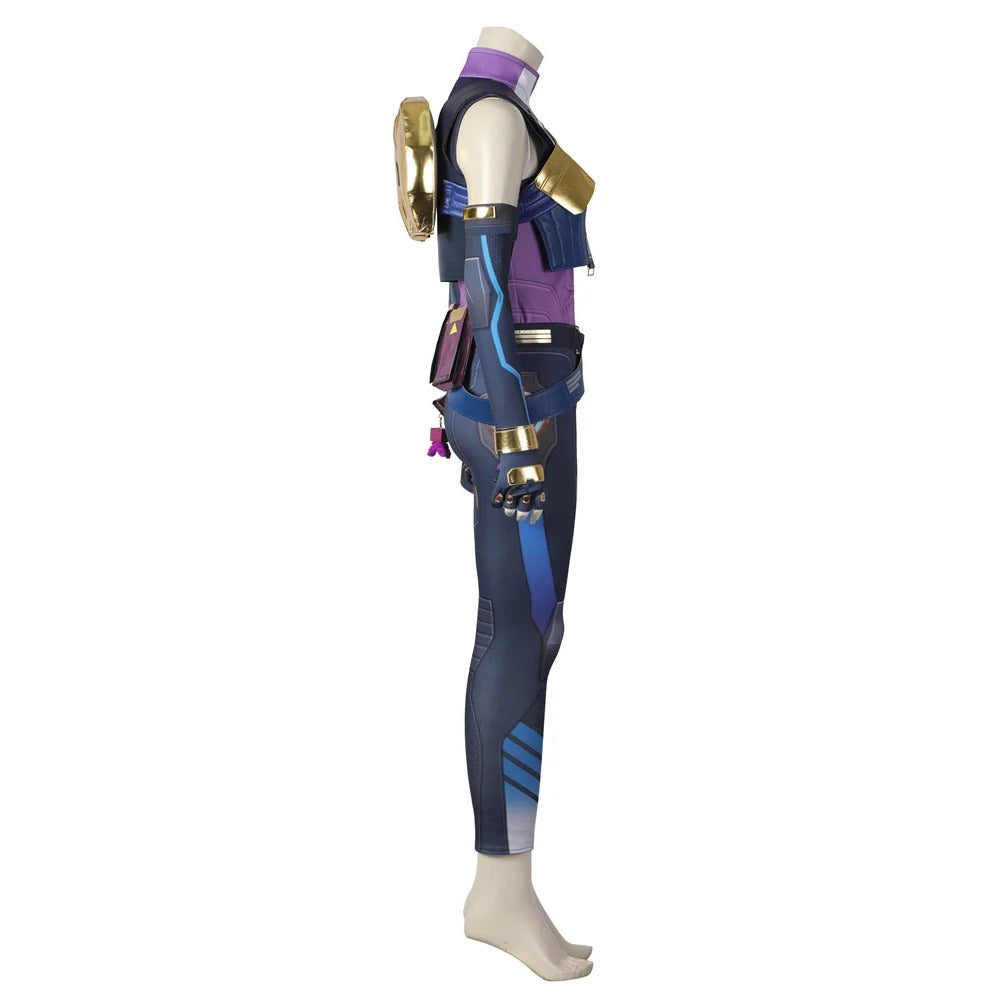 Halloweez Neon Valorant Cosplay Costume – Women's Blue Combat Outfit for Halloween & Parties