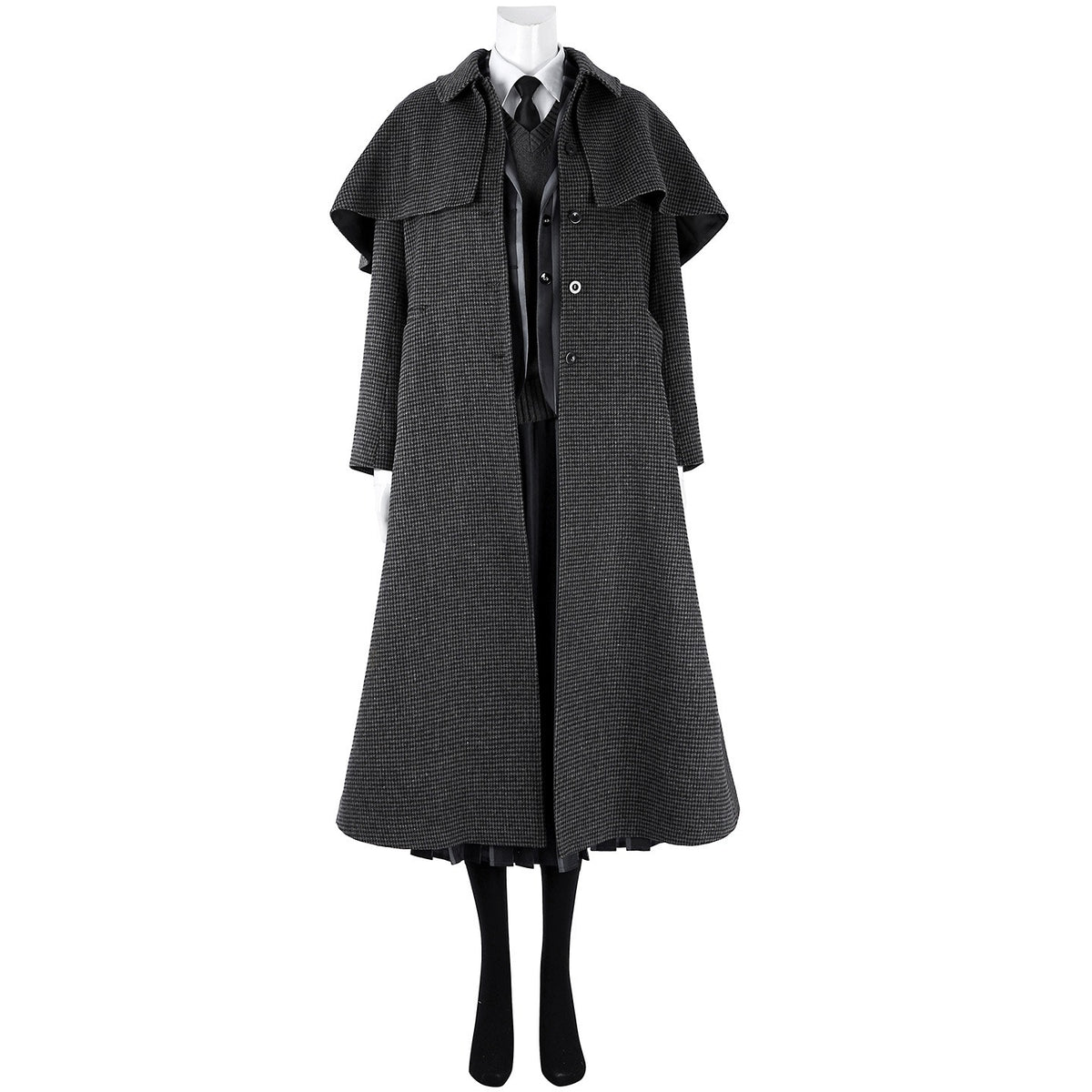 Nevermore Academy Uniform Wednesday Addams Cosplay Costume Jacket & Tie Outfit for Halloween