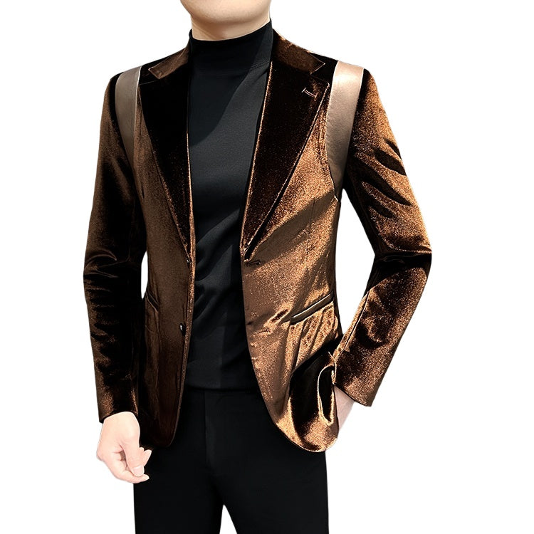 Velvet Blazer Men's Suit Jacket 2025 New Style Luxury Velvet Tuxedo for Hosts Cosplay Formal Wear - Halloweez