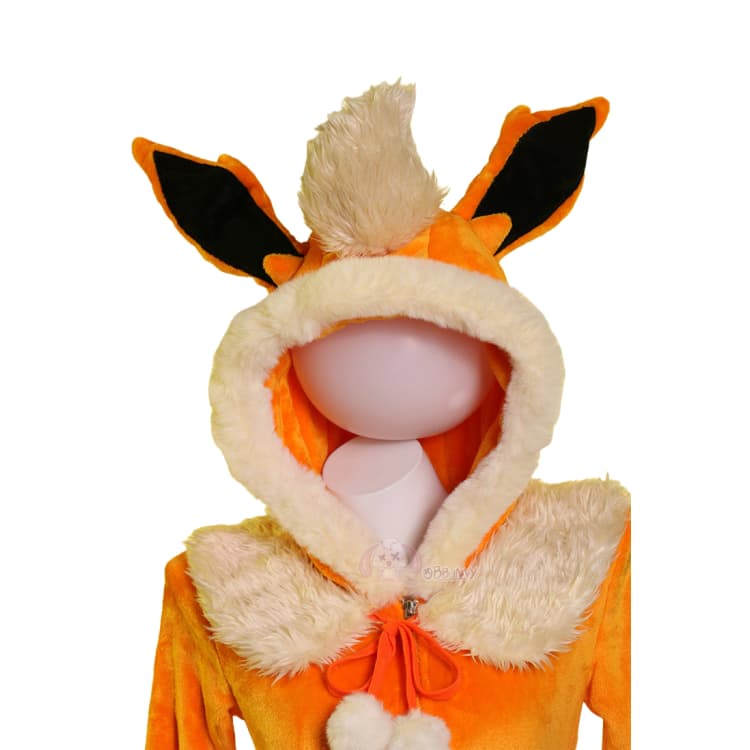 Flareon Kigurumi Cosplay Hoodie - Official Pokemon Plush Costume Pajamas for Women - Halloweez