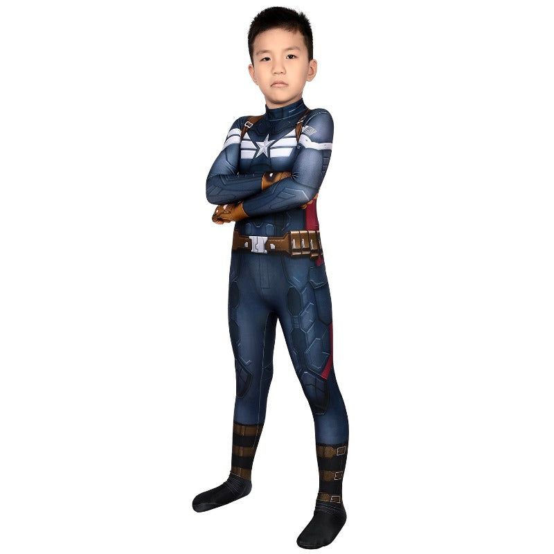 Halloweez Kids Captain America Winter Soldier Edition 3D Printed Cosplay Costume for Halloween