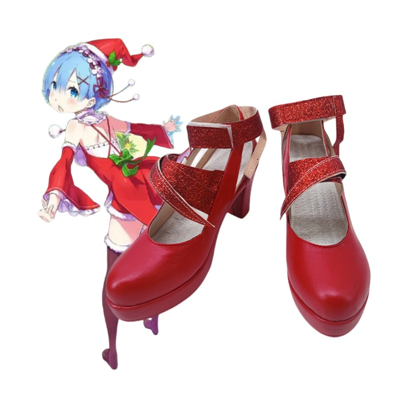 Re:Zero Rem Christmas Cosplay Shoes for Anime Conventions and Performances - Halloweez