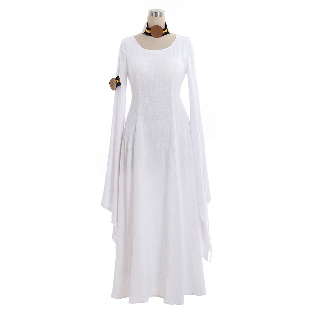 Elegante vestido medieval blanco de Halloween para eventos renacentistas, Tudor y Regencia