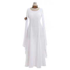 Elegante vestido medieval blanco de Halloween para eventos renacentistas, Tudor y Regencia