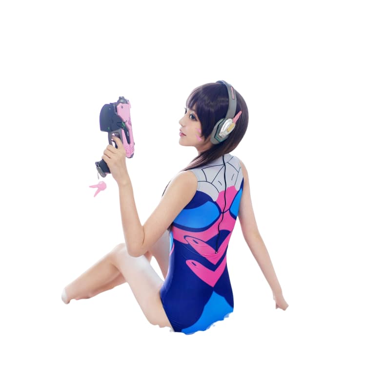 Overwatch D.Va Neon Genesis Evangelion Asuka Rei School Swimsuit Cosplay