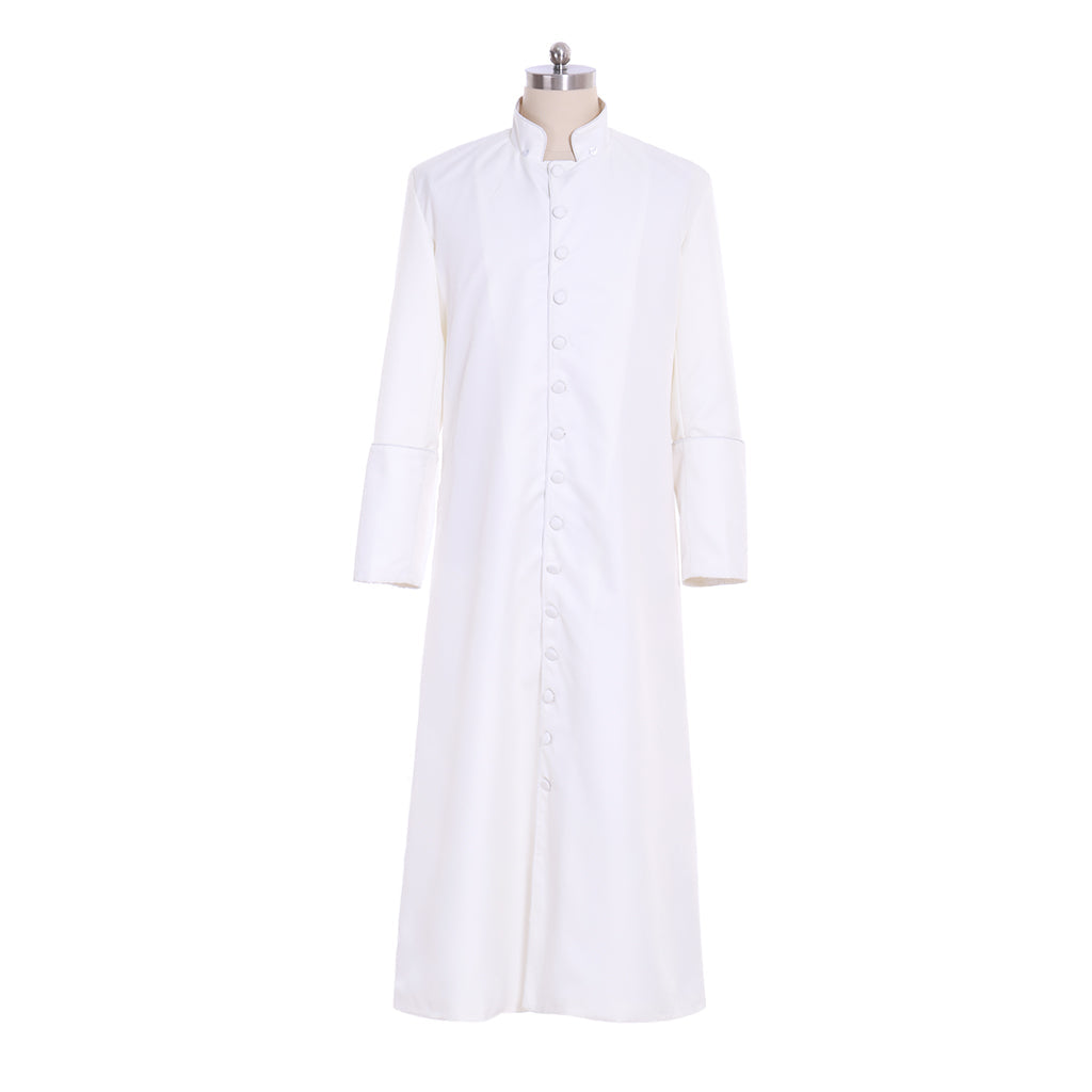 Elegant Halloweez White Priest Cassock Robe - Authentic Medieval Gothic Wizard Cosplay