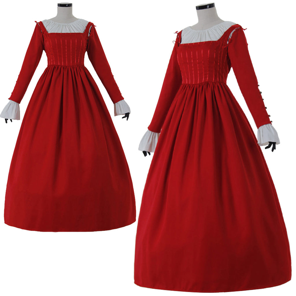 Vestido de noche de princesa victoriana renacentista rojo para mujer para carnaval y fiestas temáticas