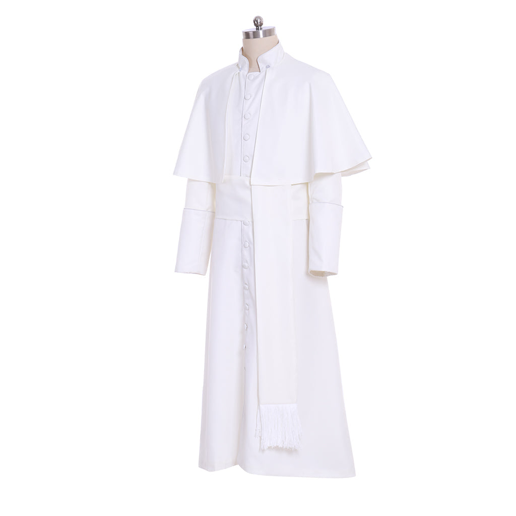 Elegante túnica blanca de sacerdote para Halloween: auténtico disfraz de mago gótico medieval