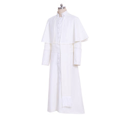 Elegant Halloweez White Priest Cassock Robe - Authentic Medieval Gothic Wizard Cosplay