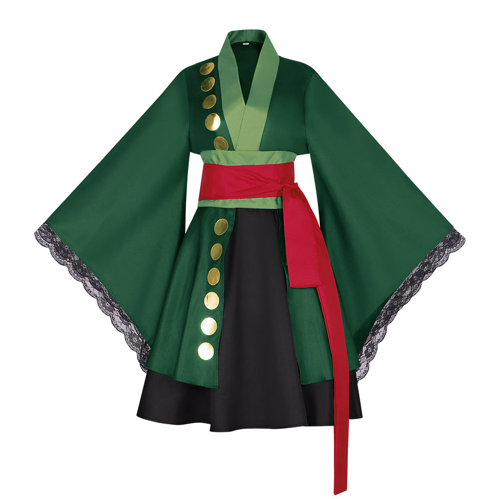 One Piece Roronoa Zoro Gender Swap Cosplay Costume - Anime Lolita Kimono Dress