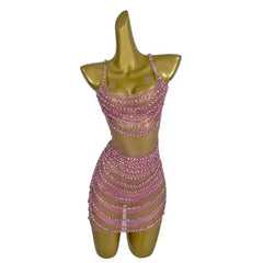 Diamond Gogo Dress Blue Cosplay Costume for Women - Sparkling Party Clubwear with Bodycon Fit for Birthday Stage Performance - Halloweez