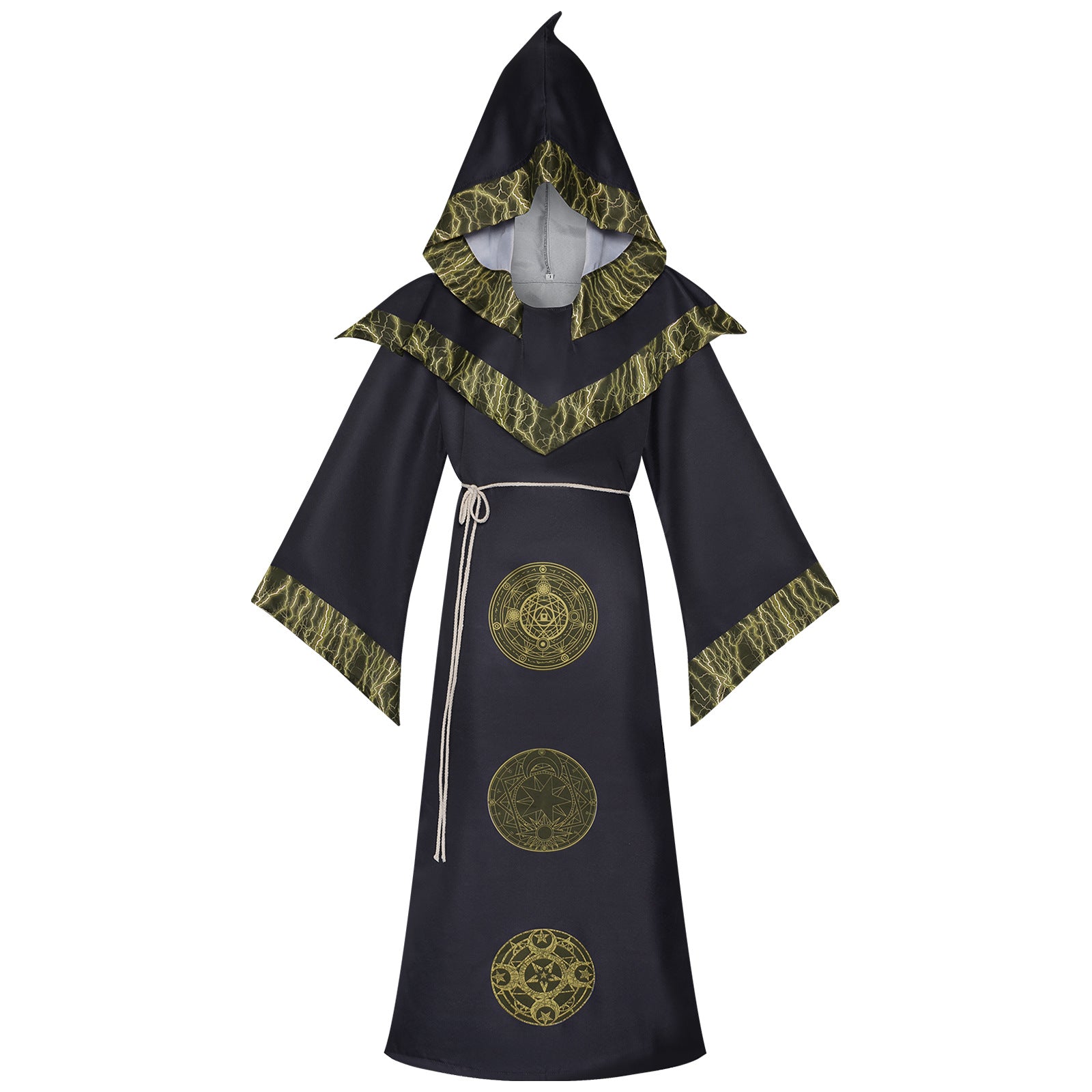 Cross-border Dark Wizard Robe Cosplay Costume Halloween Medieval Wizard Hooded Cape Stage Performance Outfit - Halloweez