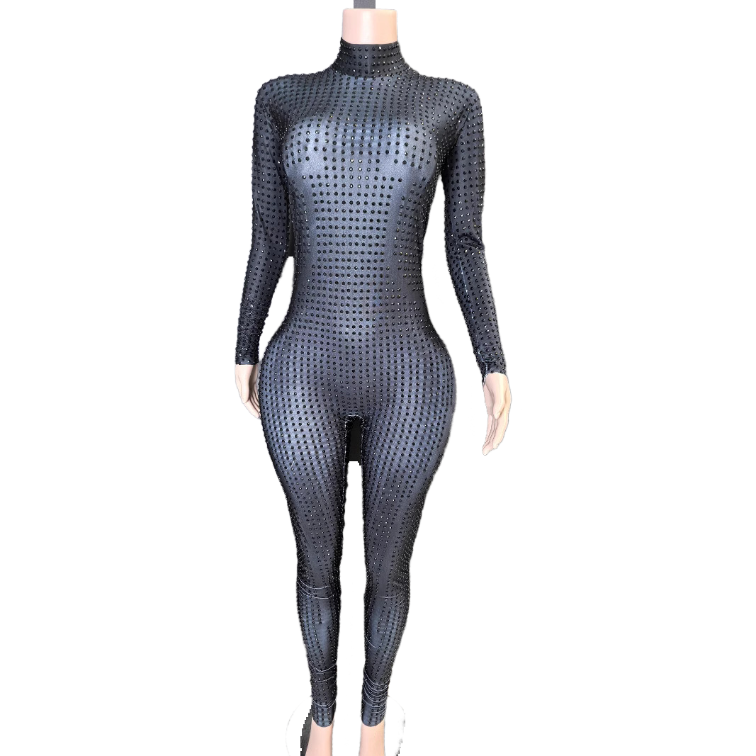 Crystal Pole Dance Bodysuit Sexy Elegant Slimming Stage Performance Costume for Women Party Wear - Halloweez