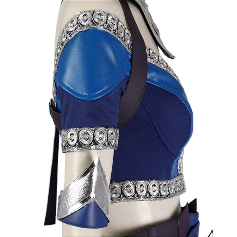 Halloweez Kitana Costume - Sexy Blue Top, Pants, Mask & Accessories for Halloween