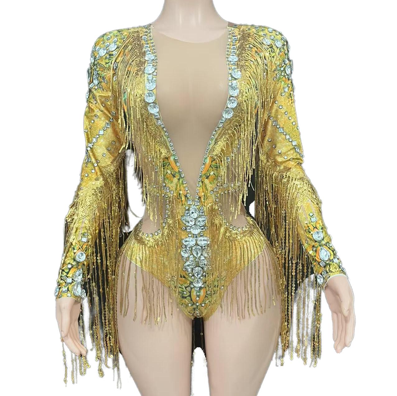 Sexy Sheer Mesh Stage Costume for Live Performance - Silver T-Show Fashion Outfit for Bar Singers, Band Performances & Livehouse Events - Halloweez