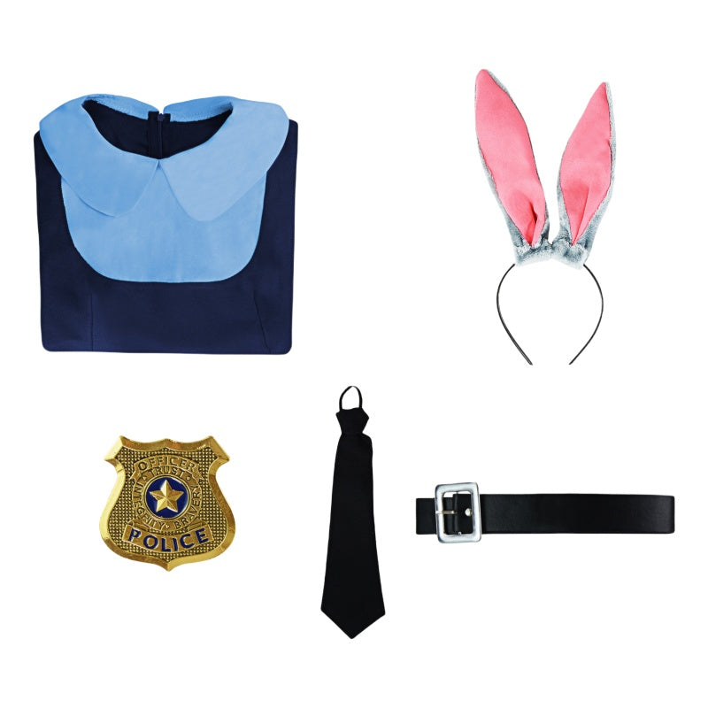 Zootopia 2 Officer Judy Hopps Cosplay Costume - Short Sleeve Dress Full Set Ready to Ship - Halloweez