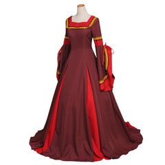 Women's Dark Red Victorian Medieval Manor Dress Costume for Carnival and Party - Custom Made by Halloweez