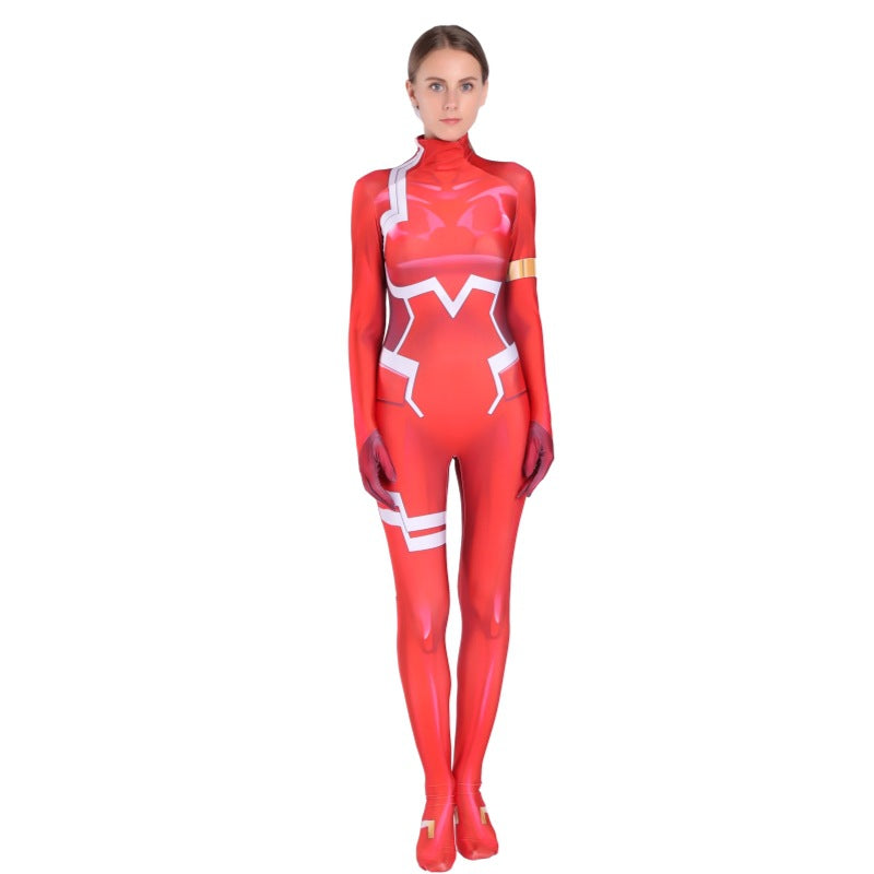 Women's Anime Zero Two 02 DARLING in the FRANXX Cosplay Bodysuit - Premium Quality - Halloweez