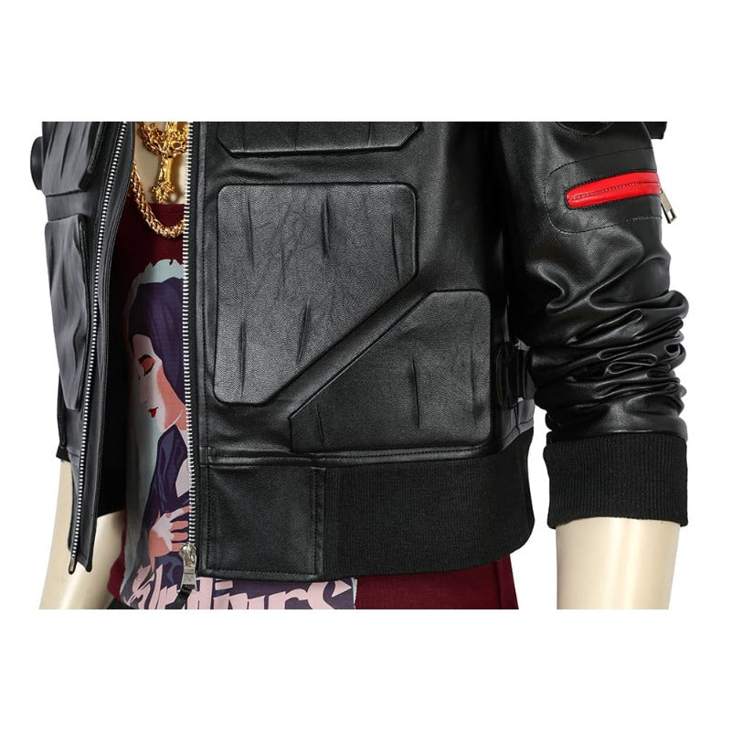 Halloweez Jackie 2077 Cosplay Costume - Premium Black Artificial Leather Outfit for Halloween & Parties